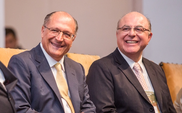 Governador Alckmin e o secretário Arnaldo Jardim, hoje em Ribeirão