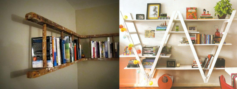 Utilize as escadas de várias formas para colocar livros (Foto: Reprodução)