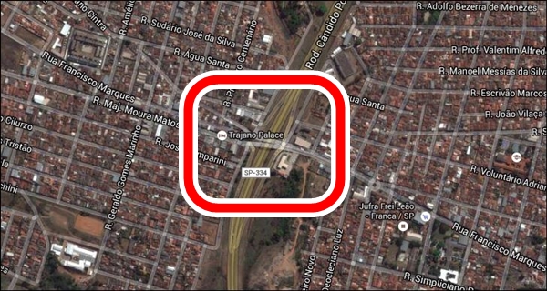 Novo pontilhão, se construído, desafogará saida da Portinari para bairros da zona oeste (Foto Google Maps)