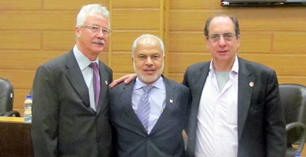 Edison Laércio, Vergara e Ricardo Patah, da UGT (Foto Sinsaúde)