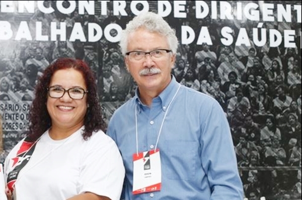 Elaine Amaral, do Sinsaúde, e Edison Laércio, da Federação Estadual