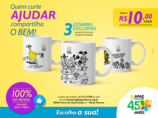 Compre sua caneca e colabore com a APAE (Foto: Reprodução)
