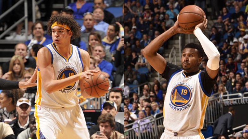 Anderson Varejão e Leandrinho durante partida pelo Warriors (foto: Divulgação)