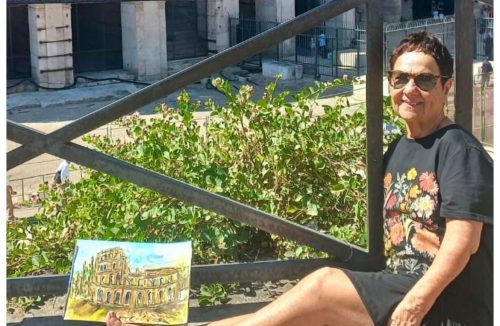 Maria Goret Chagas surpreende os italianos com sua pintura com a boca e os pés - Jornal da Franca